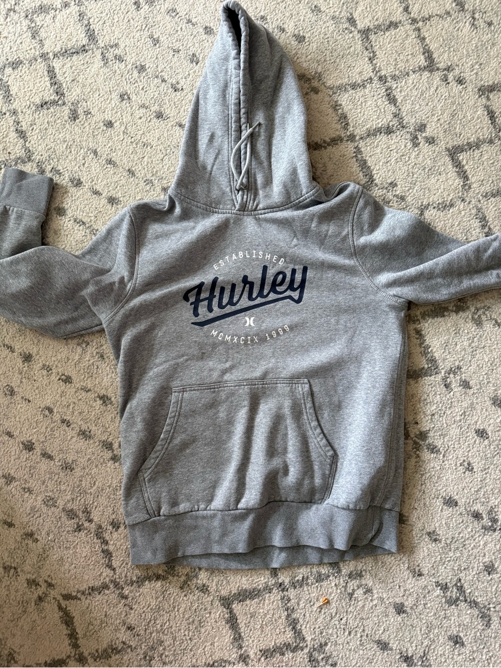 Hurley Kids Grey Hoodie with Navy Logo